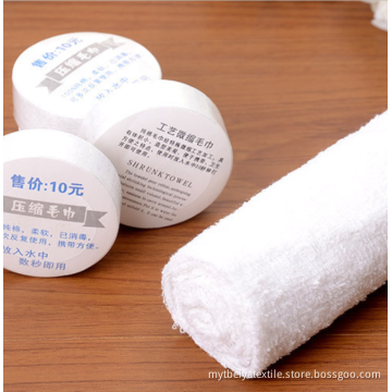 100% cotton disposable custom logo white compressed hotel towel